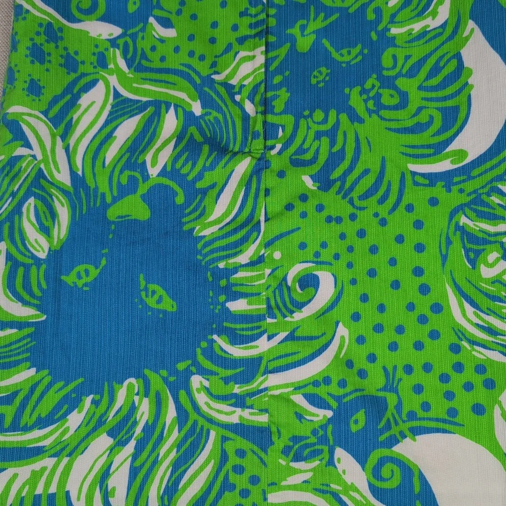 Lilly Pulitzer Girls 10 First Impression Lion Shift Dress Green Blue Lace Tie
